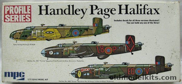 MPC 1/72 HP Halifax Profile Series - Prototype R9543 / No.347 'Tunisie' Free French Air Force / No.408  'Goose' Sq  No.6 Group Yorkshire, 2-2504 plastic model kit